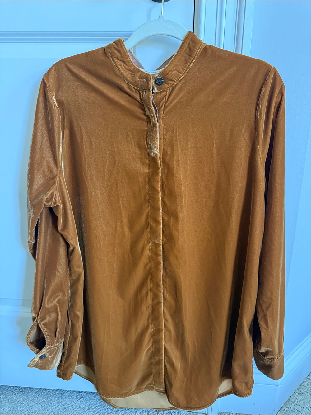 Soft Surroundings Velvet Collarless Jacket - Rust Brown- like new!